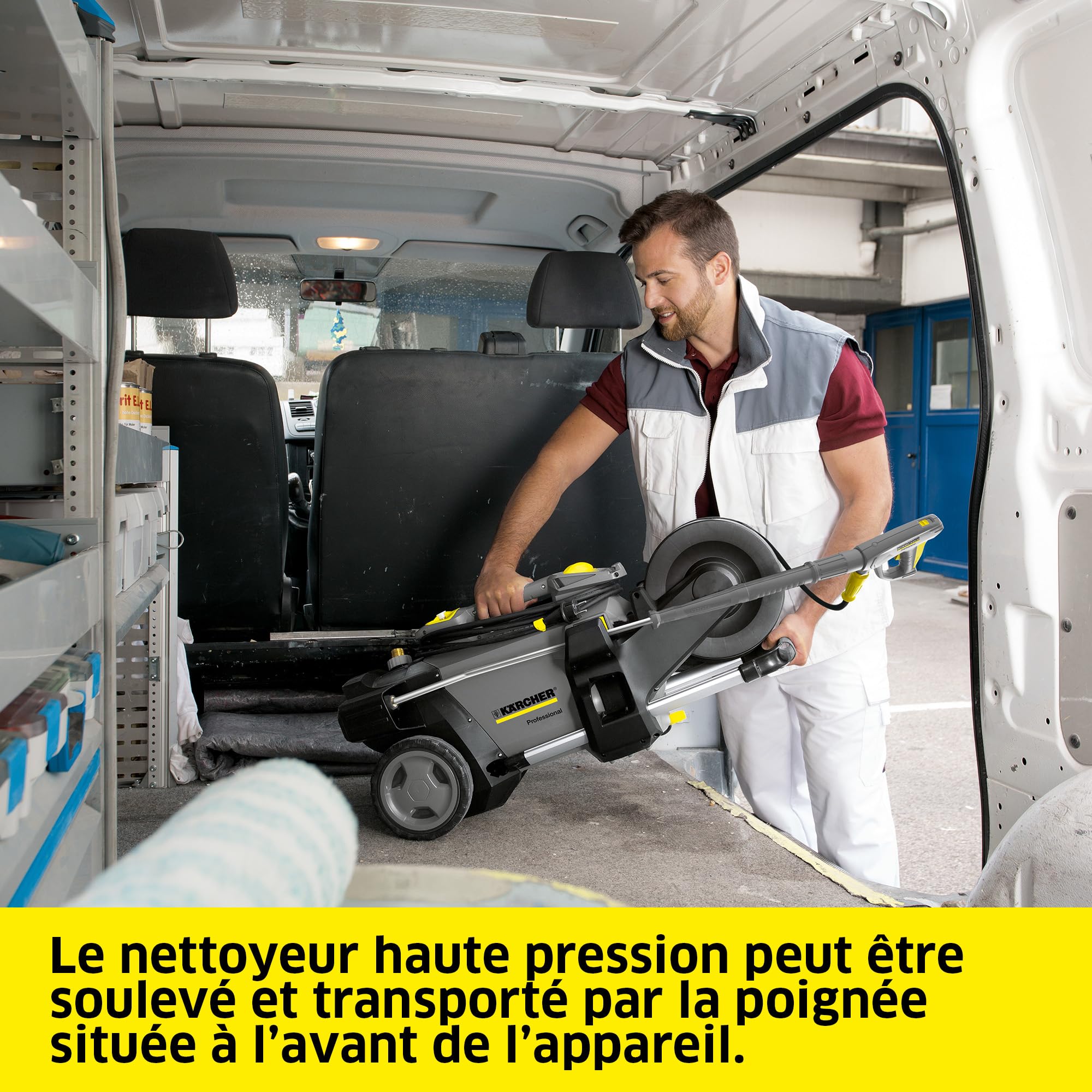 Kärcher Nettoyeur Haute Pression Eau Froide HD 6/13 CX Plus, 130 Bar, débit : 590 l/h, Poids : 28,3 kg, Tuyau : 10 m, Pistolet Haute Pression, Lance, buse Coupe-saleté, Enrouleur de Tuyau