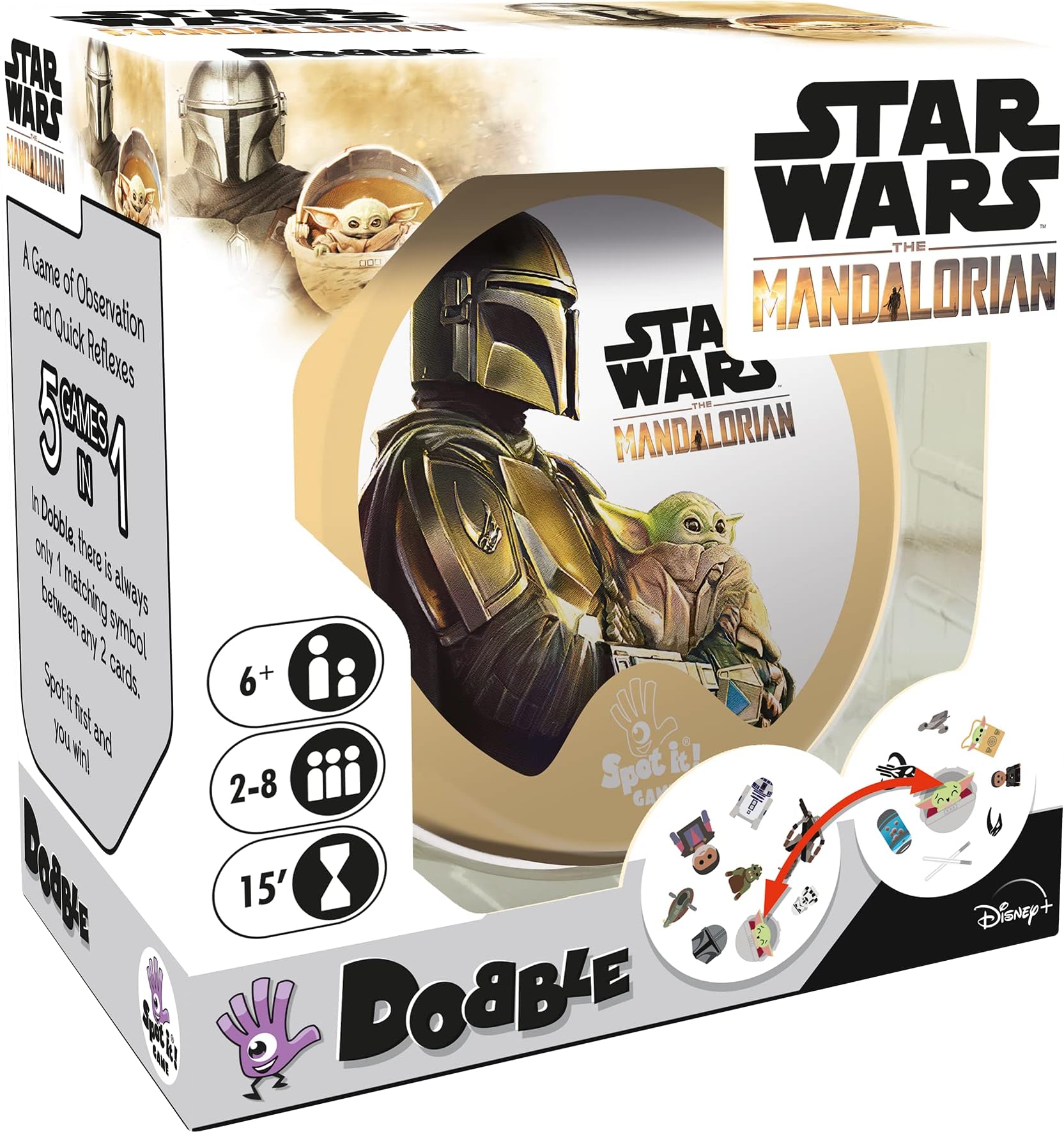 Dobble Star Wars Mandalorian | Card Game | Ages 6+ | 2-8 Players | 15 Minutes Playing Time