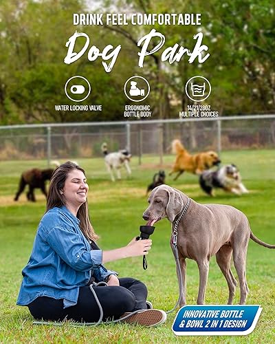 Miniatura 3 de lesotc - Botella de agua para perros, dispensador portátil, botella de viaje a prueba de fugas para mascotas con recipiente para caminar al aire