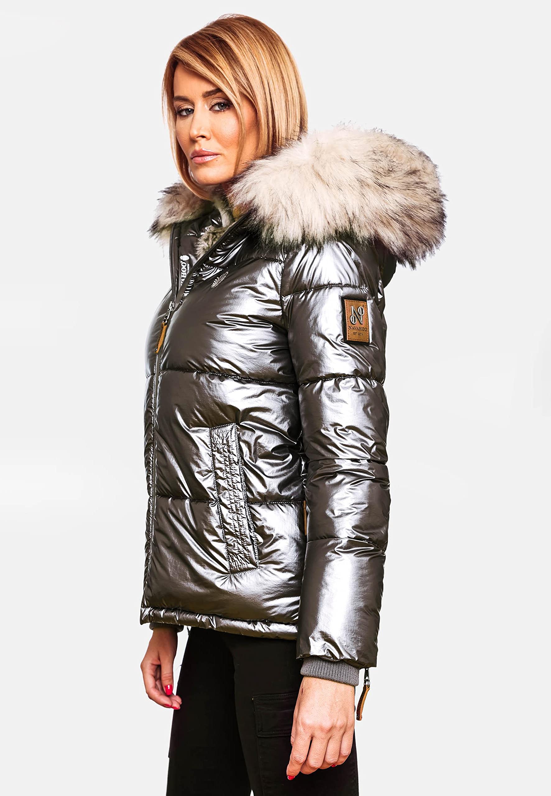 Navahoo Tikunaa - Chaqueta de invierno para mujer, con capucha de piel sintética, tallas XS-XL