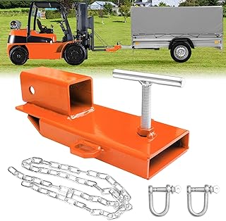 Forklift Trailer Hitch Attachment, EBESTTECH 1PC 2" Receiver Trailer Towing Adapter with Chain Orange Forklift Ball Trailer Hitch Light Kit