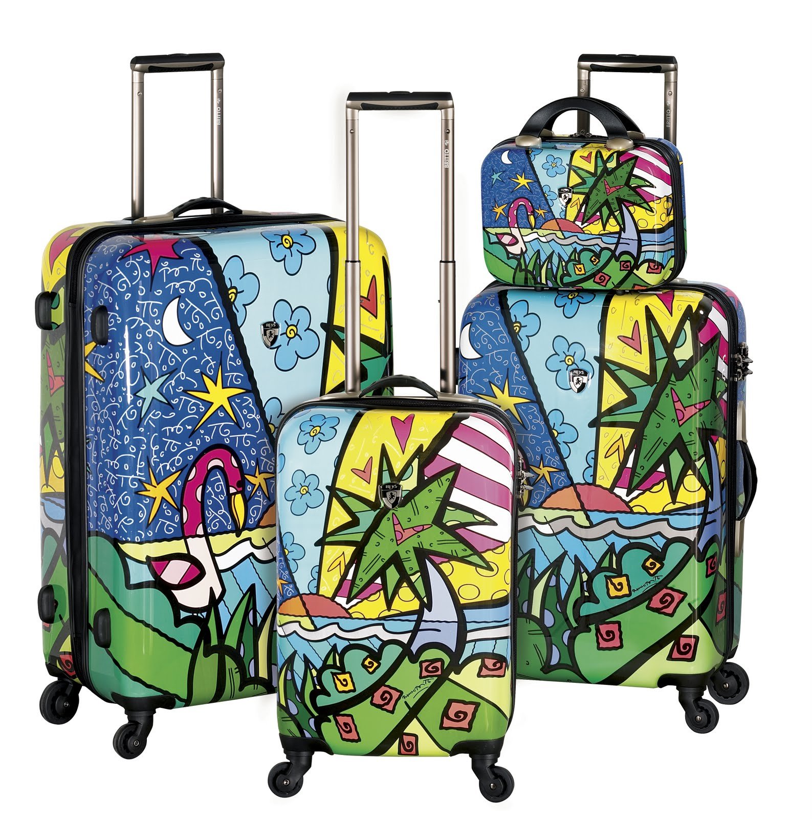 Heys USA Luggage Britto Palm Hard Side 4 Piece Luggage Set, Multi-Colored, One Size