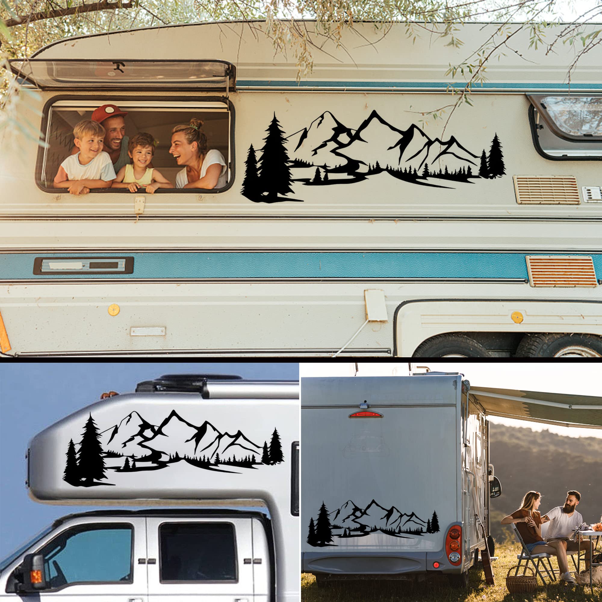 Fochutech Large Mountain Tree Car Stickers – 70.8"x20" Vinyl Decals, 2-Pack For Car Door, SUV, Truck, RV