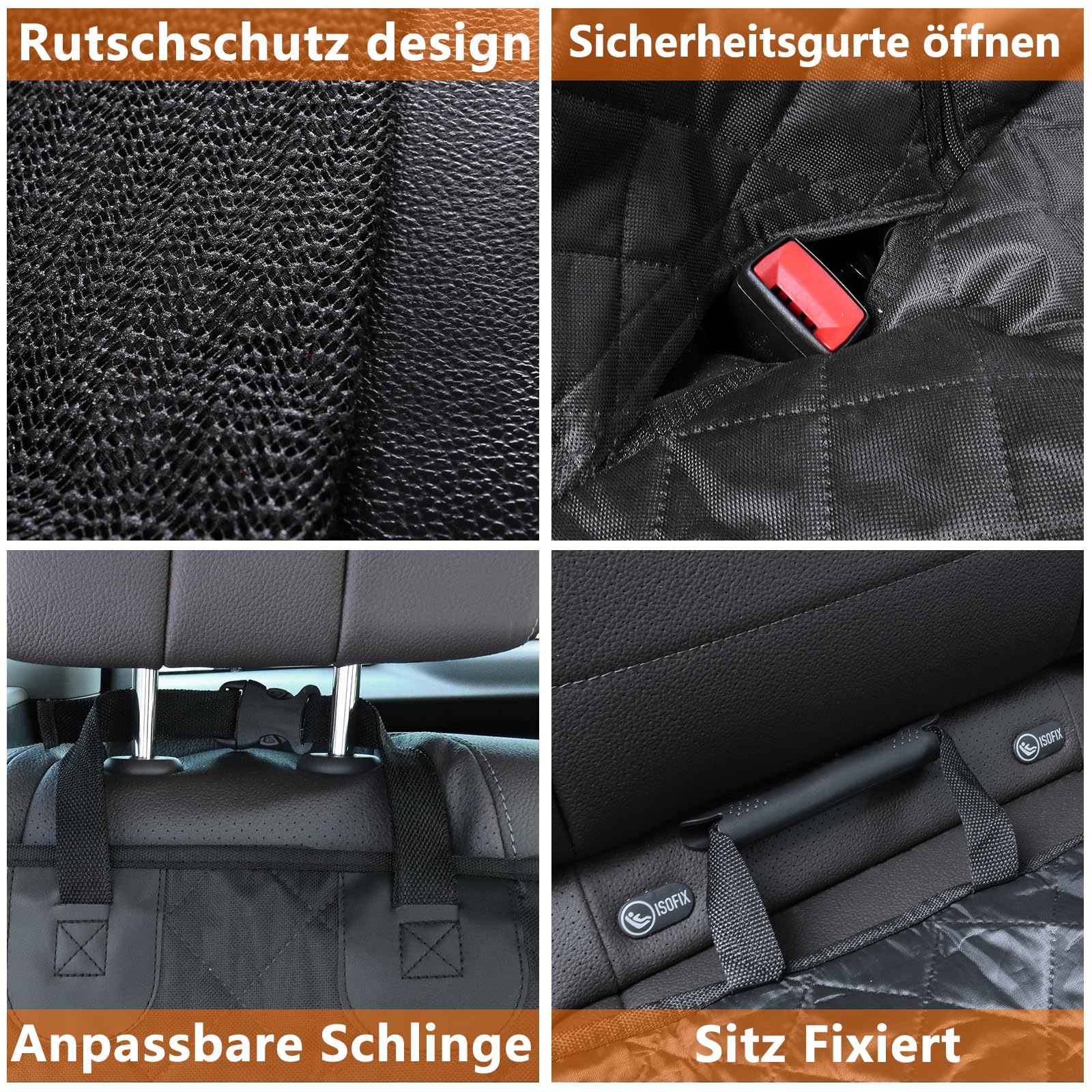 Alfheim Hundedecke Auto Rückbank, Autoschondecke Hund Rücksitz universelle Passform für die meisten Autos, Wasserdichter kratzfester Rücksitzbezug, rutschfeste, strapazierfähige, waschbare Hundereise