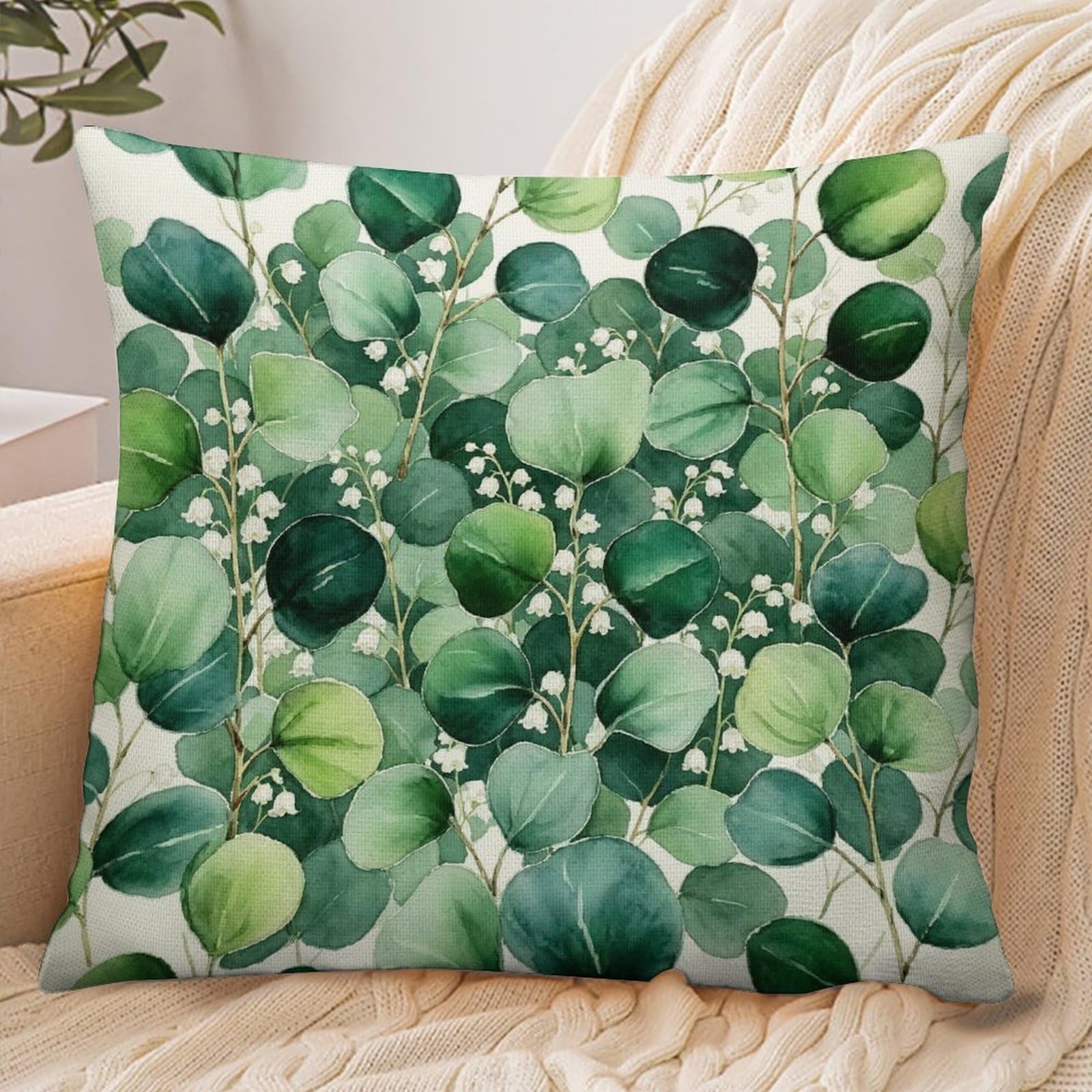 Fekiloot Style Eucalyptus Leaves Pillowcase Pillow Sham Pillow Case