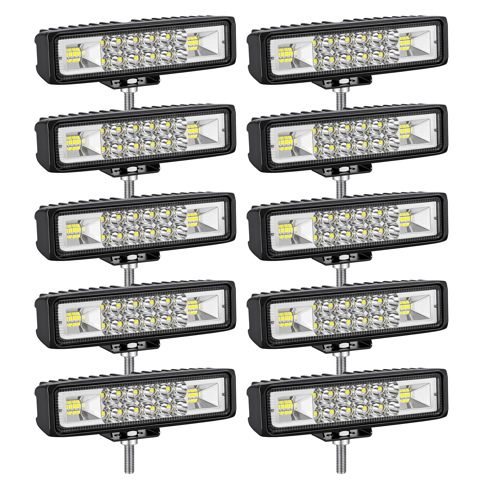 SKYWORLD 10 Pcs Slim LED Arbeitsscheinwerfer, 6 Zoll 15 cm 24W Scheinwerfer | 12V 24V Zusatzscheinwerfer Wasserdicht für Bagger Traktoren Schlepper Gabelstapler ATV LKW Offroad, 6000K LED Arbeitslicht