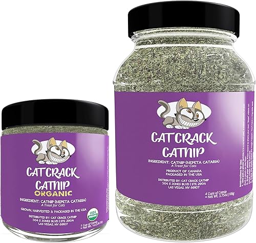 Cat Crack Paquete de 1 taza y 4 tazas de hierba gatera orgánica, mezcla segura de primera calidad, infundida con la máxima potencia, tu gatito