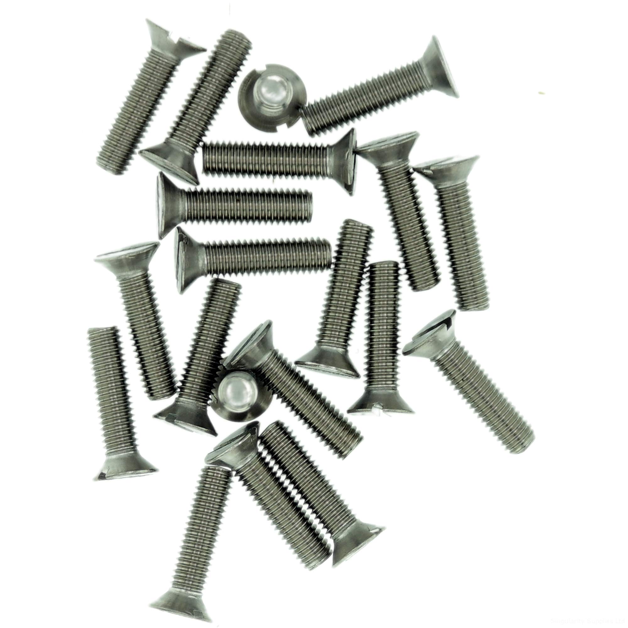 Singularity Supplies M2.5 (2.5Mm X 18Mm) Slot Countersunk Machine Screw (Bolt) - Stainless Steel (A2) (Pack Of 20)