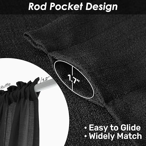 Miniatura 2 de Melodieux - Cortinas semitransparentes para sala de estar, dormitorio, cortinas de gasa