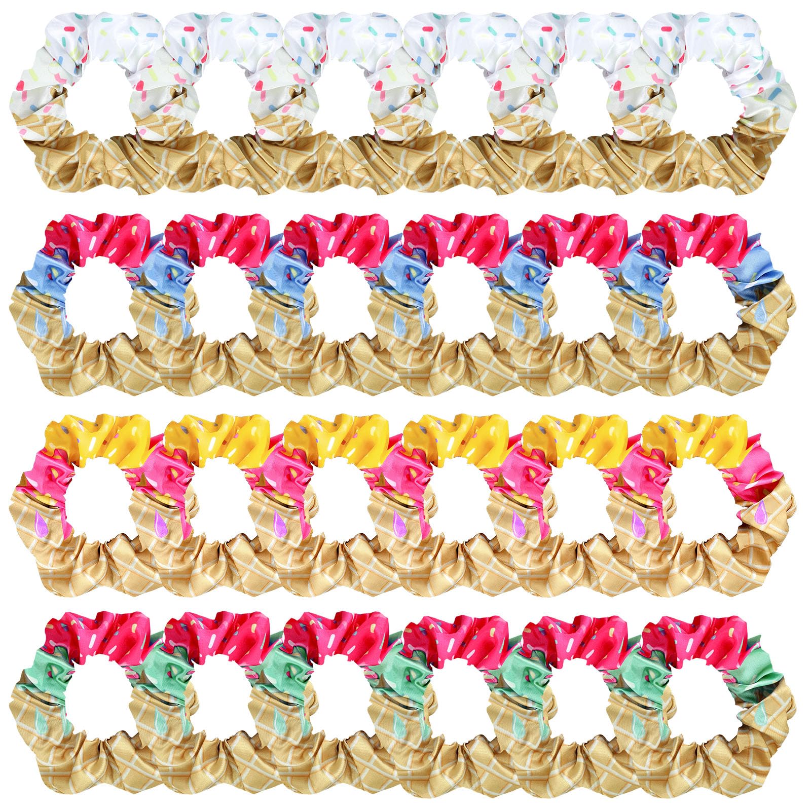 Riceshoot 24 Pcs Ice Cream Drip Softball Scrunchies Softball Hair Ties Team Gift Ice Cream Drip Party Favors for Birthday Party Supplies(Cone)