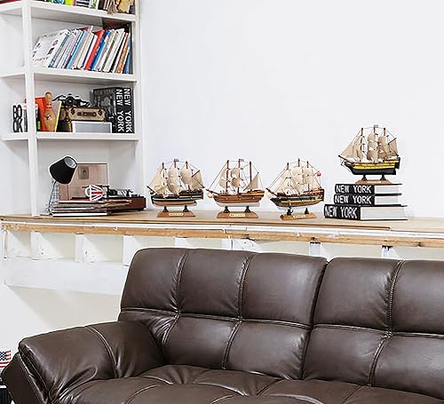 Miniatura 3 de SAILINGSTORY - Modelo de madera de buques modelo clásico de barco de vela Decoración Bounty, Endeavour, Mayflower, Victory 6.3 pulgadas, juego de 4