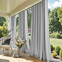 Vista 19 de NICETOWN 2 Paneles de Cortinas para Exteriores Extra Anchas Impermeables y a Prueba de Viento, Bordes Superior e Inferior con Ojales Antióxido