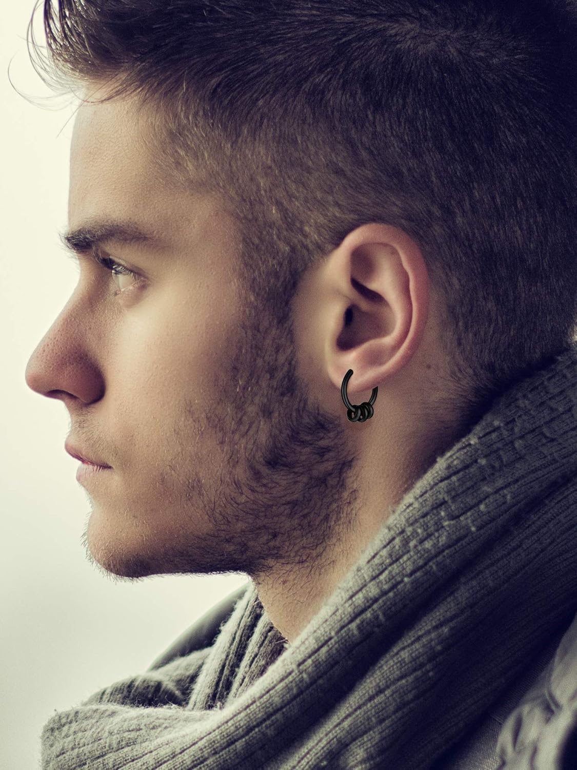 20 Pieces Men Dangle Earrings Stainless Steel Huggie Hinged Hoop for Women - Image 6