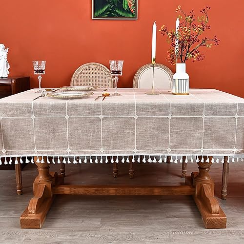 Miniatura 4 de Mantel de mesa cuadrada a cuadros de granja para café, de lino de algodón pesado, para decoración de mesa de cocina y comedor, 36x36 pulgadas