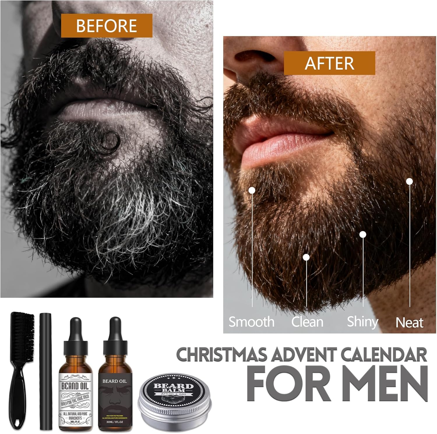Mens Advent Calendar 2025, 24 Days Beard Care Set Advent Calendar Christmas Gifts for Adults Men Dad Grandpa Husband Boyfriend, Xmas Holiday Surprise Gifts for Him