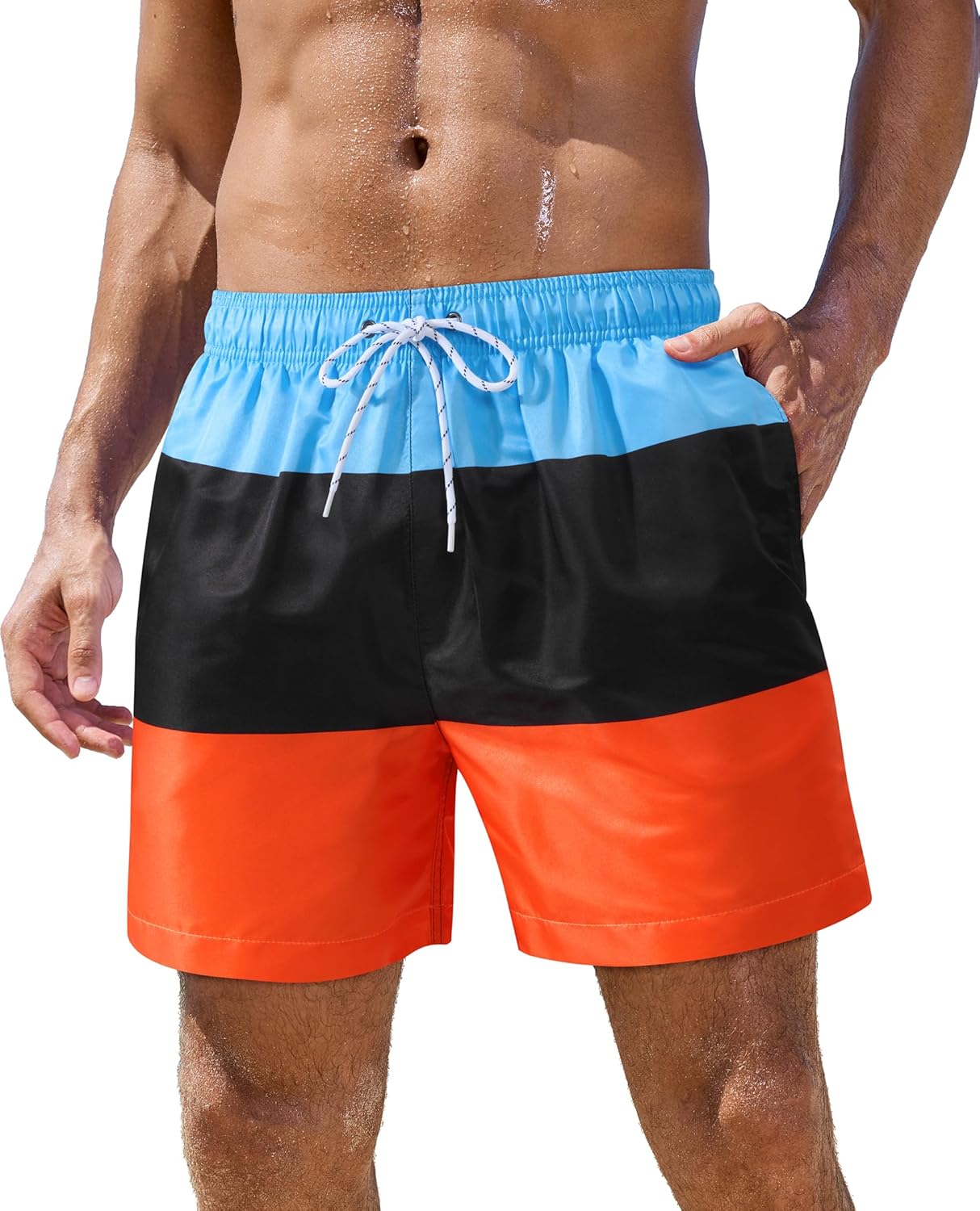 Gleeease 5inch Mens Swim Trunks: with Mesh Liner Pockets Drawstring Quick Dry Stretch Lined Funny Beach Swimming Pool Surf