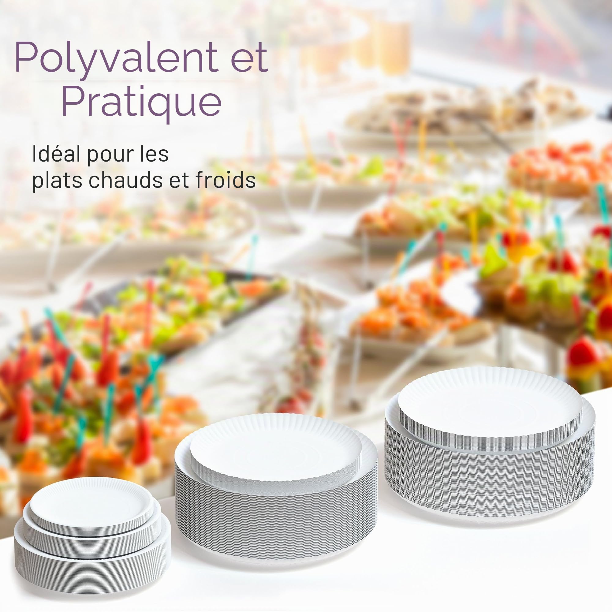 Inoverse Lot De 1000 Assiettes En Carton Blanches – Ø 23 Cm, Assiettes Rondes Jetables Écologiques Pour Gâteaux, Fêtes Et Événements