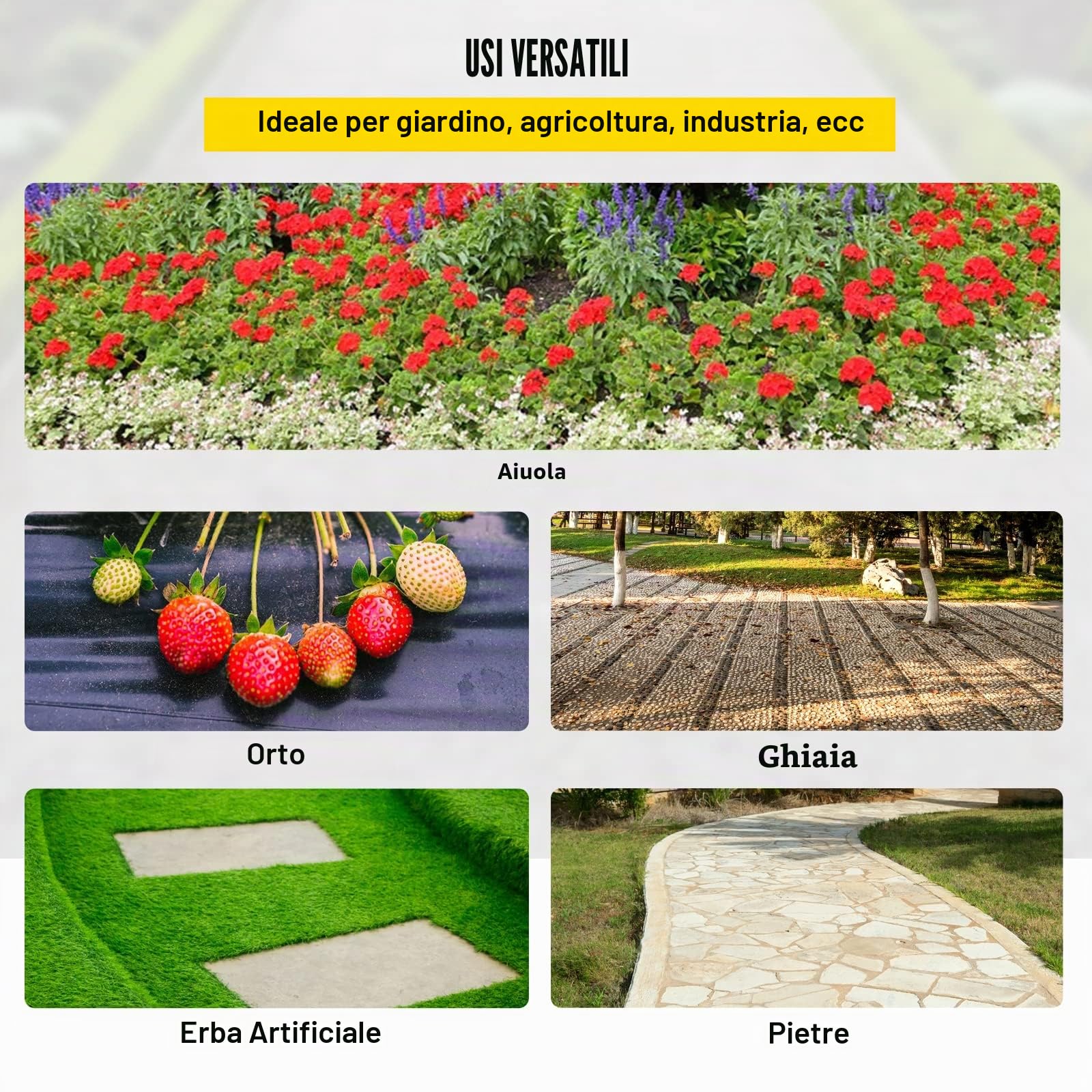 VEVOR Tela tessuta da giardino, 91,4 m x 1,83 m, tessuto anti-erba, 17,8 kg, per vialetti delle terrazze, impedendo le erbacce e ideale anche per i vialetti degli orti
