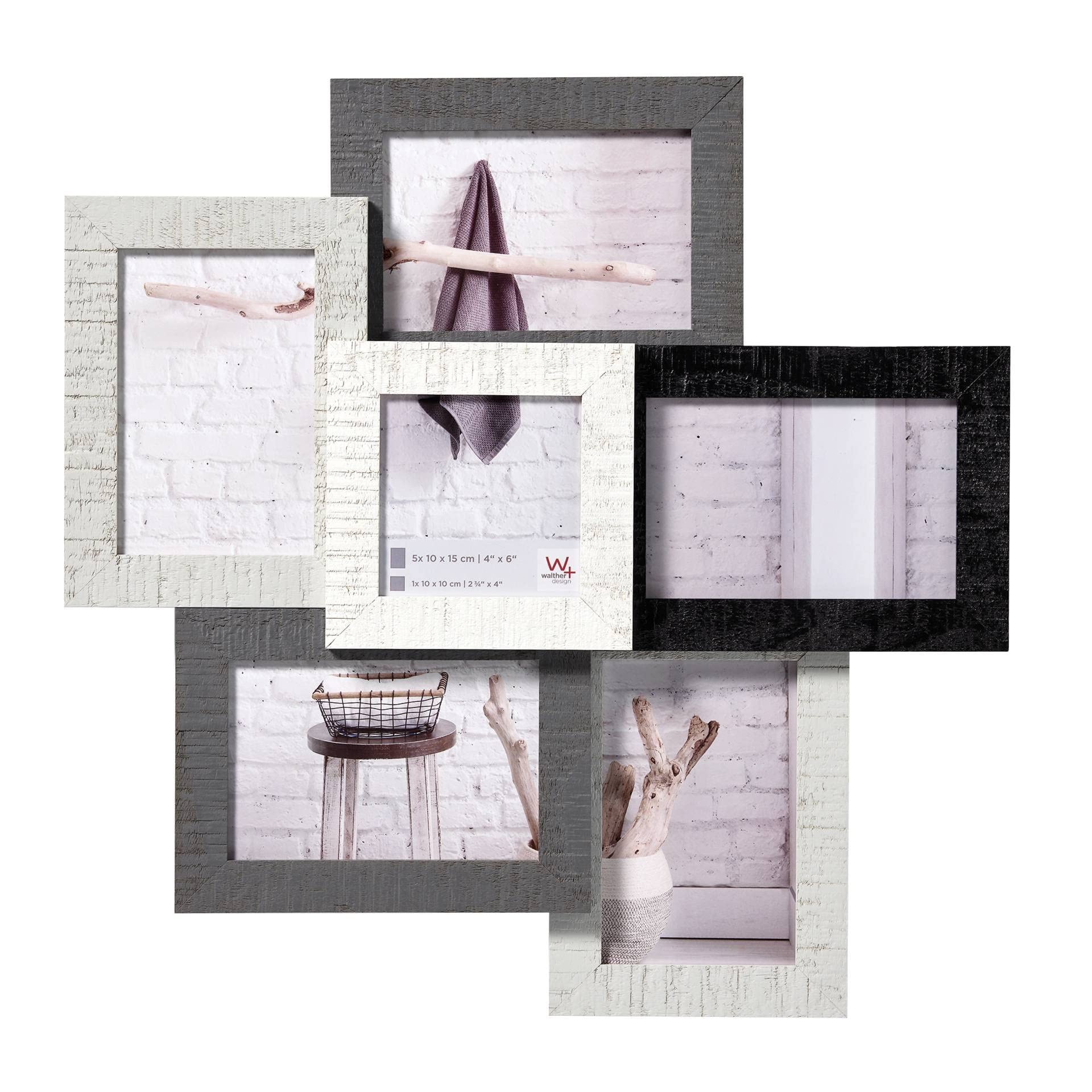 walther design Bilderrahmen 5X 10x15 cm und 1X 10x10 cm Galerie Home Holzrahmen HO666M