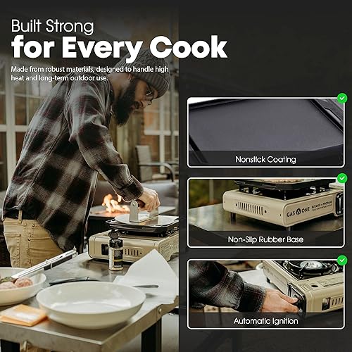 Miniatura 5 de GasOne GS-3400P-KIT Estufa de gas propano o butano con plancha plana incluida  Parrilla de propano de combustible dual  Quemadores de estufa de