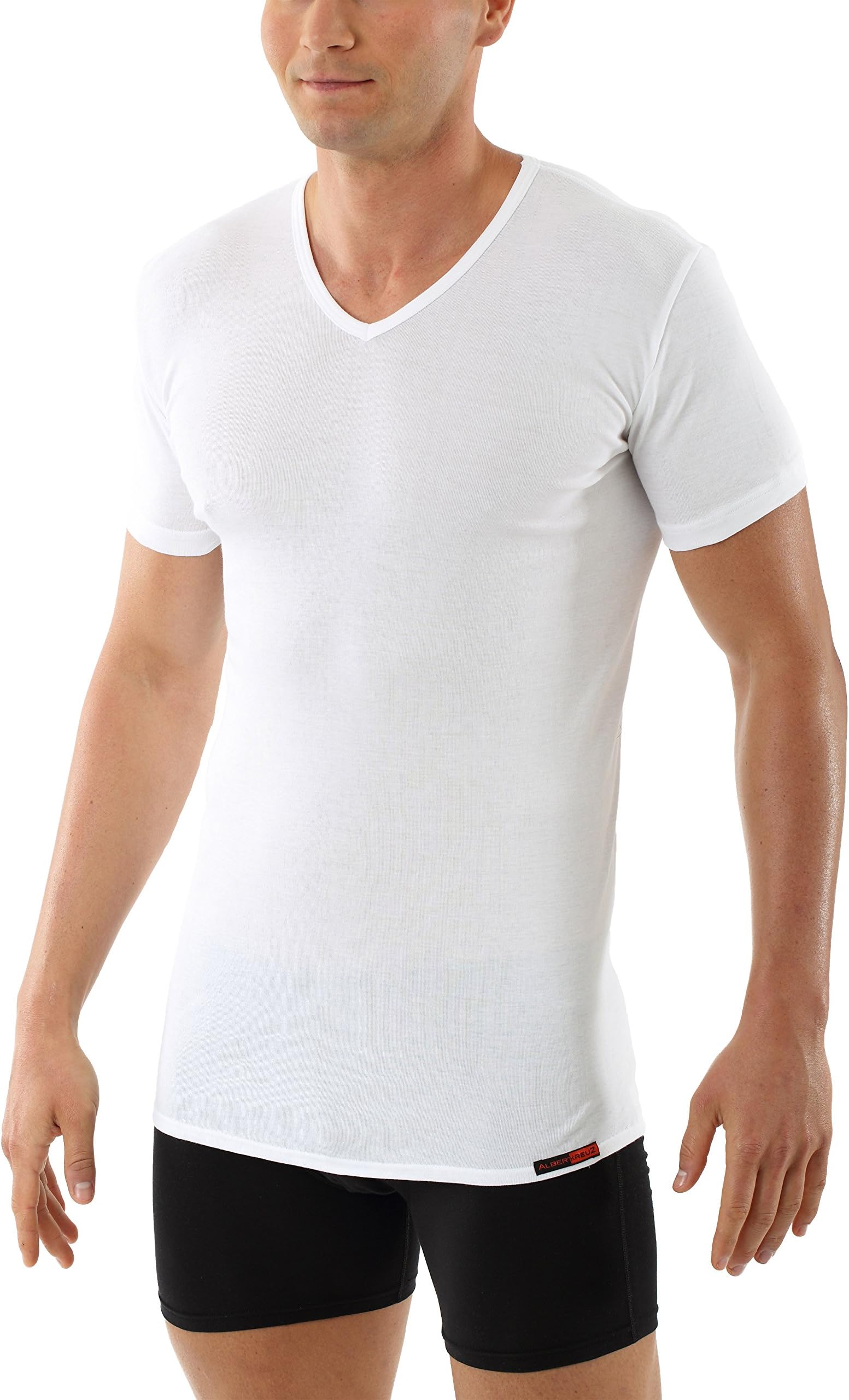 Albert KreuzMen's Business Undershirt Berlin v-Neck Shortsleeves White