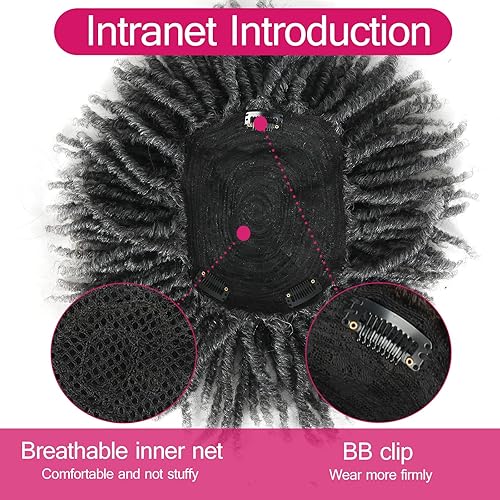 Miniatura 5 de Peluca de rastas con media peluca trenzada con clip para mujer, piezas cortas sintéticas de rastas para mujeres y hombres, pelucas para cabello fino