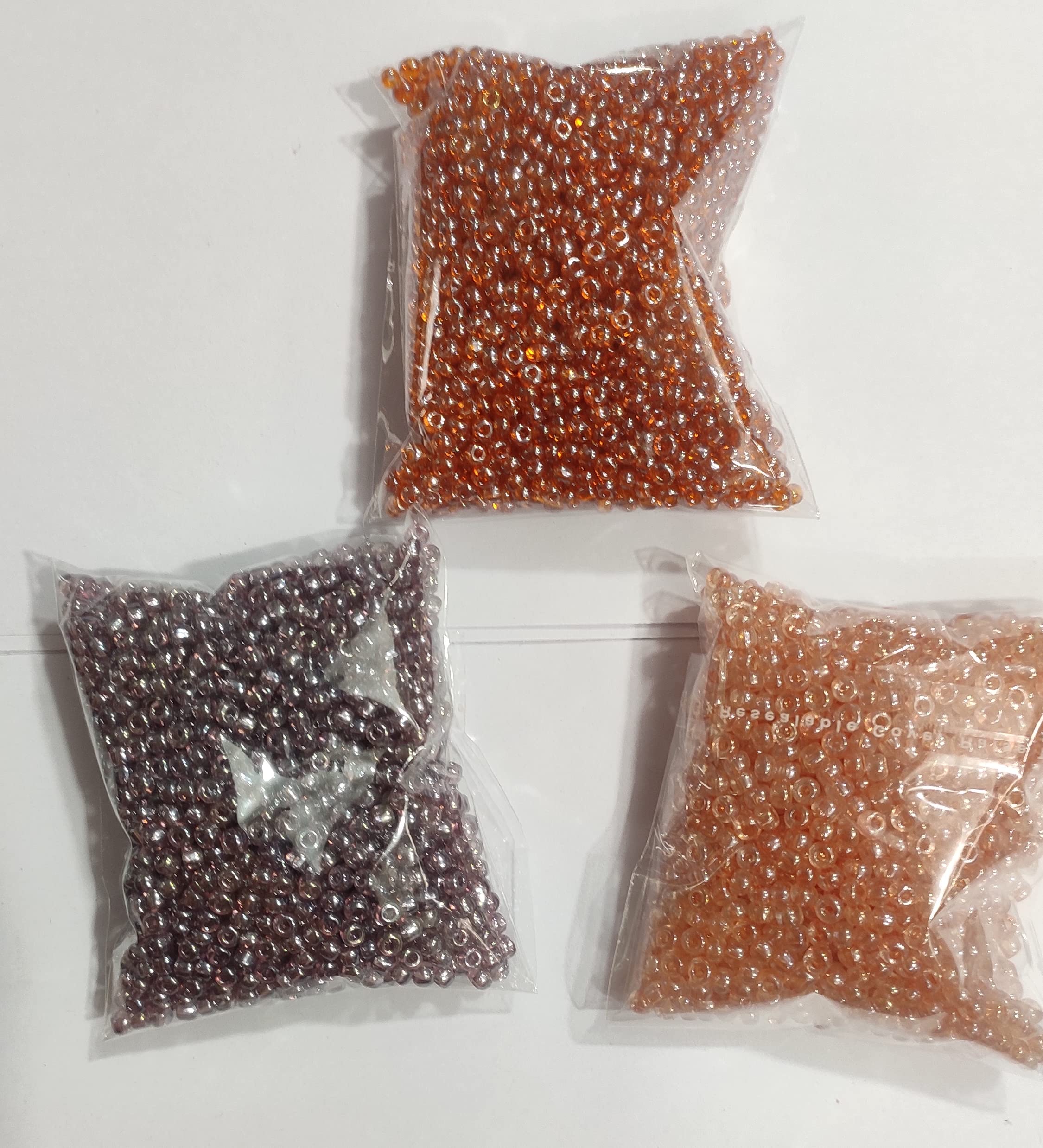 OMX, Size 8/0 - 3mm, 3 Colour, 50 Gram Each Colour, (Total 150 Gram / 6300 Pc Approx.) - Set of Seed Beads Glass Beads Known as Poth. Luster Colours