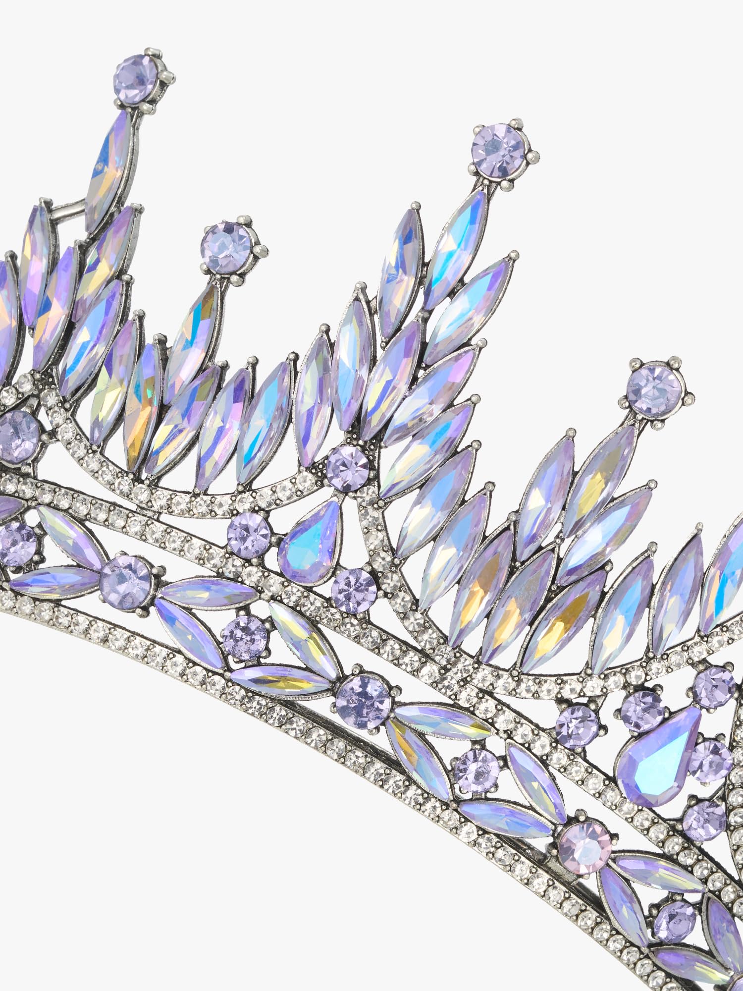 SWEETV Tiaras and Crowns for Women, Wedding Tiara for Bride, Rhinestone Queen Crown, Crystal Costume Hair Accessories for Birthday Prom Quinceanera Celebration: Purple Aurora Borealis