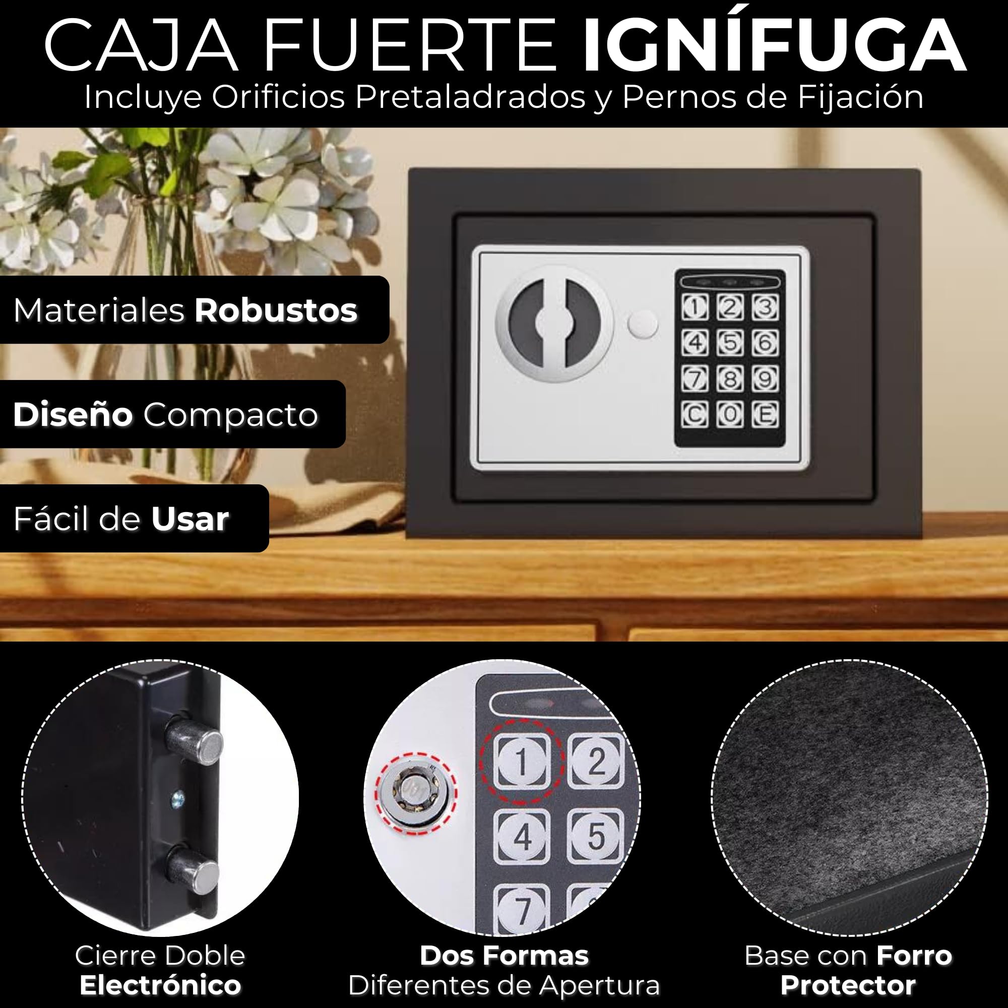 Caja Fuerte Pequeña Camuflada Electrónica Con 2 Llaves - Empotrable Digital Con Código Estilo Cofre - Mini Safe