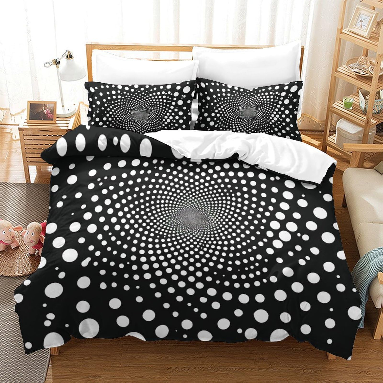 Housse de couette 3D rayures simples 260x220 cm avec fermeture éclair literie de chambre