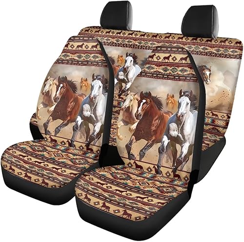 Miniatura 15 de Fundas de asiento de automóvil con diseño de girasol para SUV, camión, camioneta, caballo azteca, funda de asiento delantero y trasero, accesorios