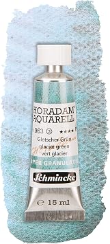 Schmincke - HORADAM AQUARELL, Super Granulation, 14 963 006 Glacier Green, 15 ml tube, very strong granulating colors, finest, super granulating watercolors