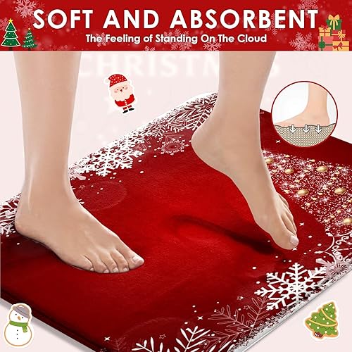 Miniatura 25 de ArtSocket Juego de baño de árbol de Navidad con cortina de ducha y accesorios de alfombras, juego de cortinas de ducha rojas a cuadros búfalos
