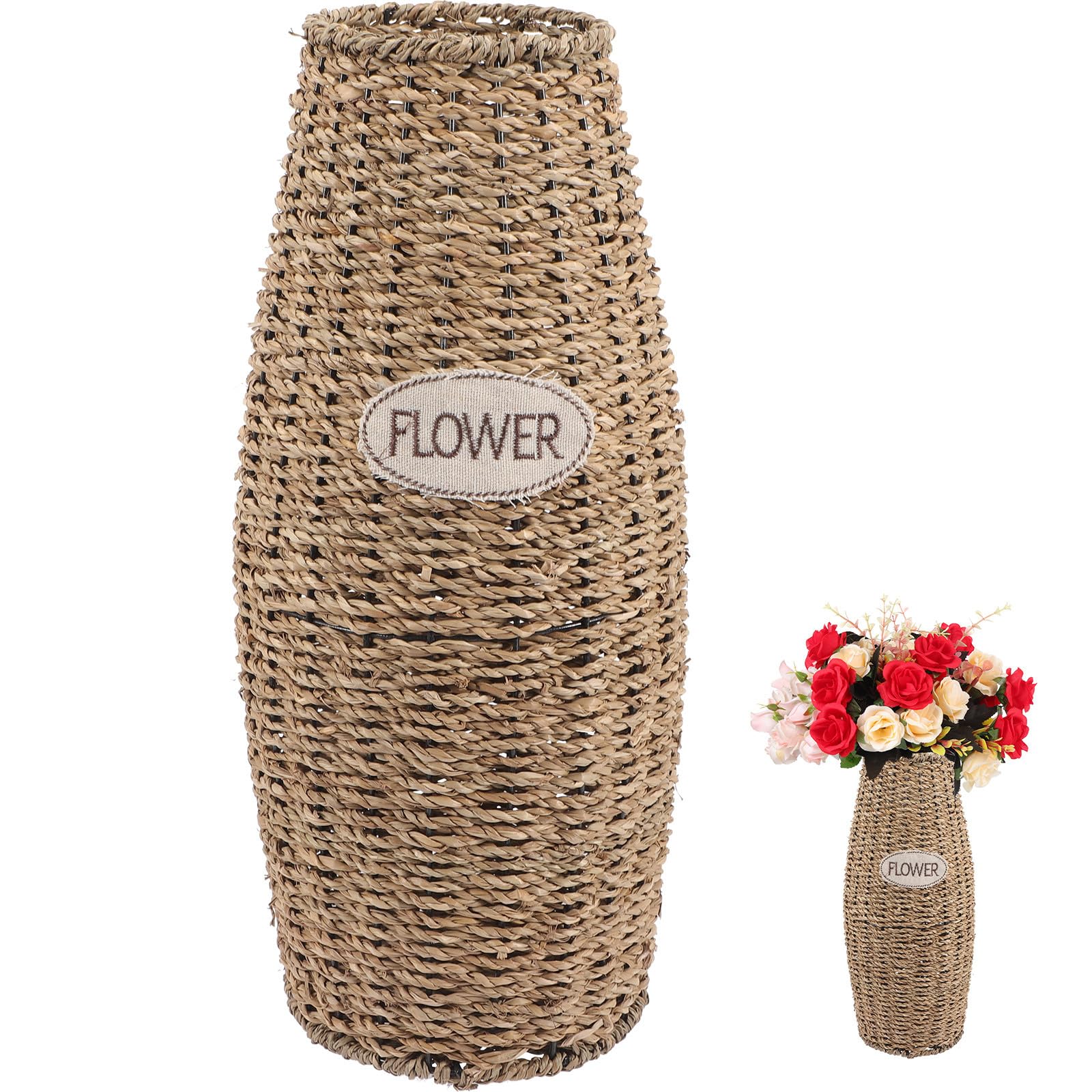 Vase à fleurs séchées en rotin tressé décoration de table salon et chambre cosy