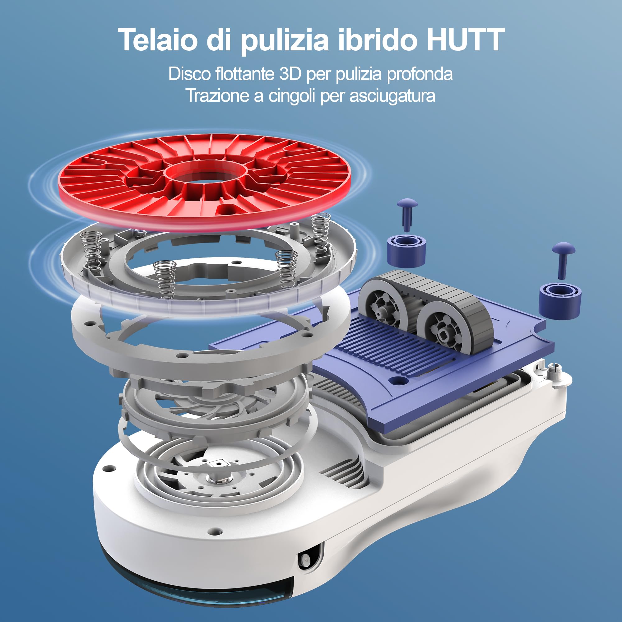 HUTT R10 Robot Lavavetri Finestre, Sistema di Pulizia Ibrido Umido/Secco con Pulizia Umida Rotante e Asciugatura Azionata, 7000 Pa, Doppio Spray HydroJet, Navigazione 7.0