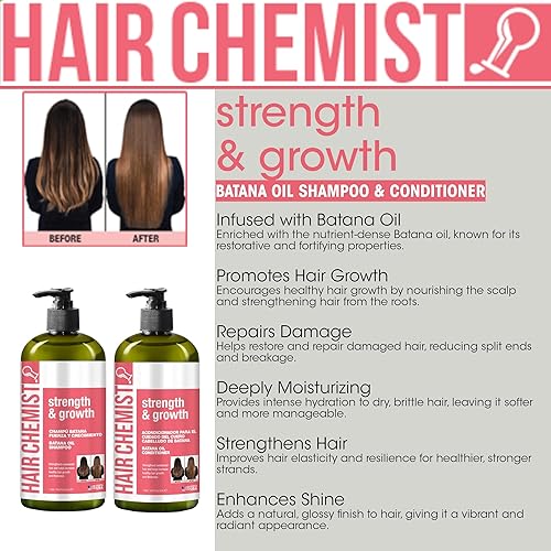 Miniatura 5 de Hair Chemist Strength & Growth Batana Oil - Juego de champú y acondicionador de 33.8 onzas y aceite para el cabello 7.1 onzas (juego de 3 piezas)