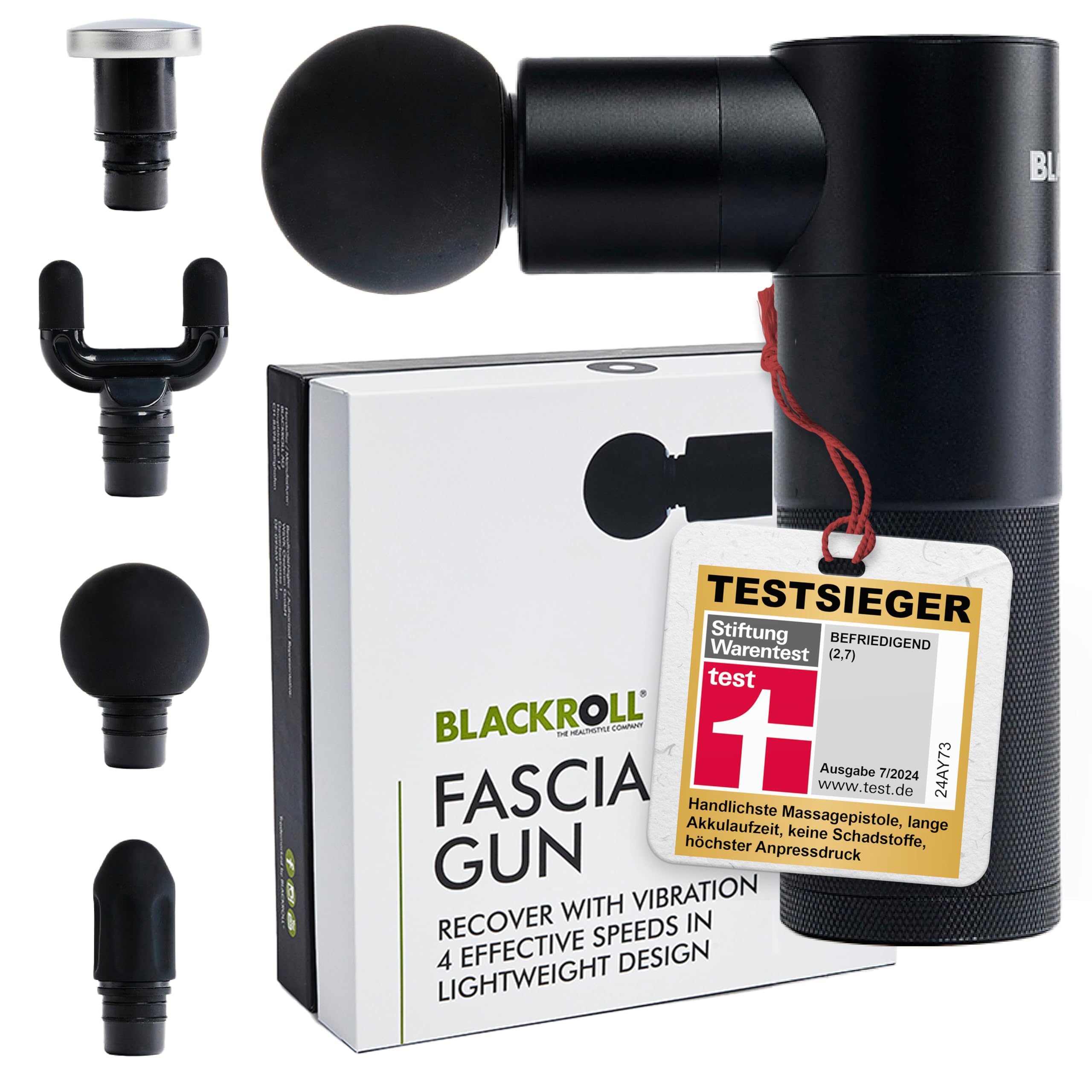 BLACKROLL Recovery Bundle – FASCIA GUN mit HEAT HEAD Wärmeaufsatz & SOFT PEAKS für Muskelentspannung und Triggerpunktmassage