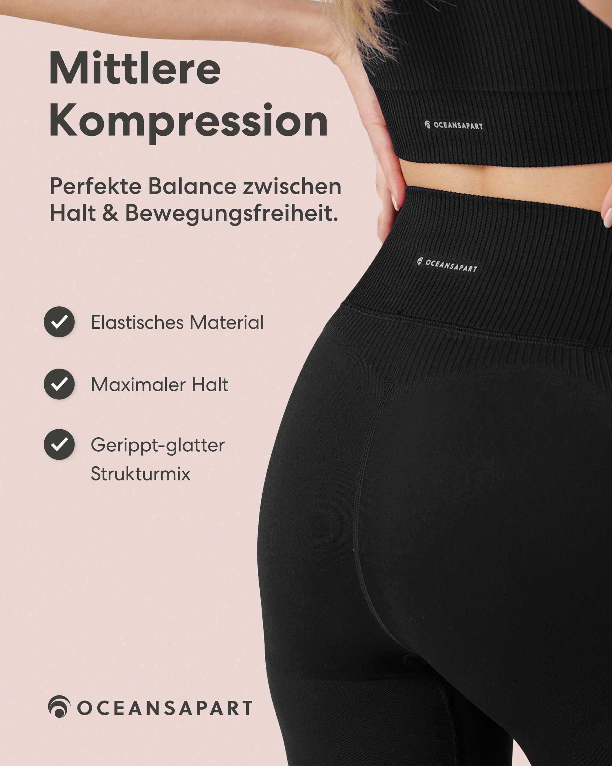 OCEANSAPART Sydney Pant - Sport Leggings Damen High Waist Yoga | Blickdicht & Nahtlos – Schnelltrocknend & Feuchtigkeitsableitend – Push-Up-Effekt für Gym & Fitness