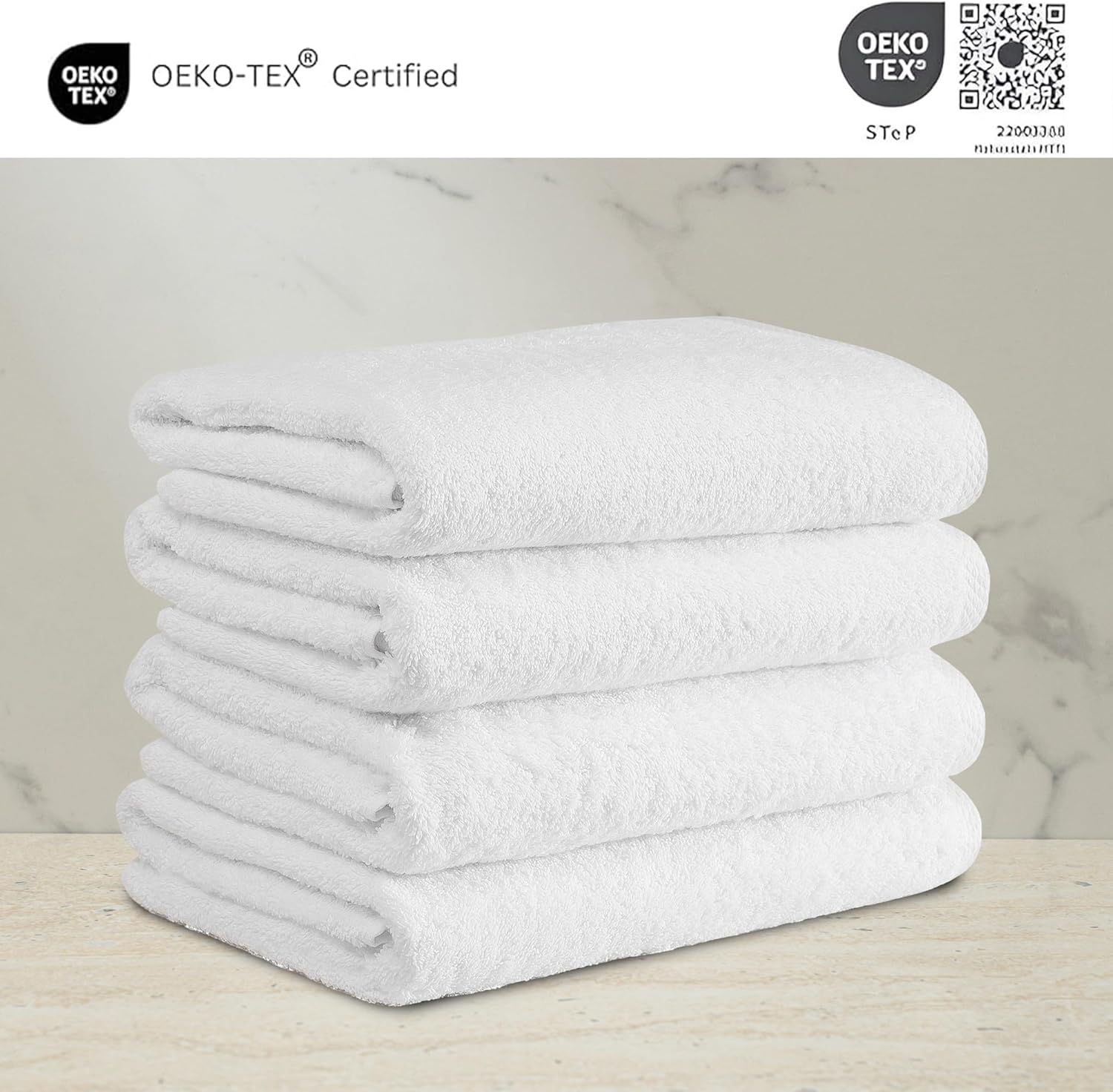White 4-Piece 100% Cotton Bath Towel Set