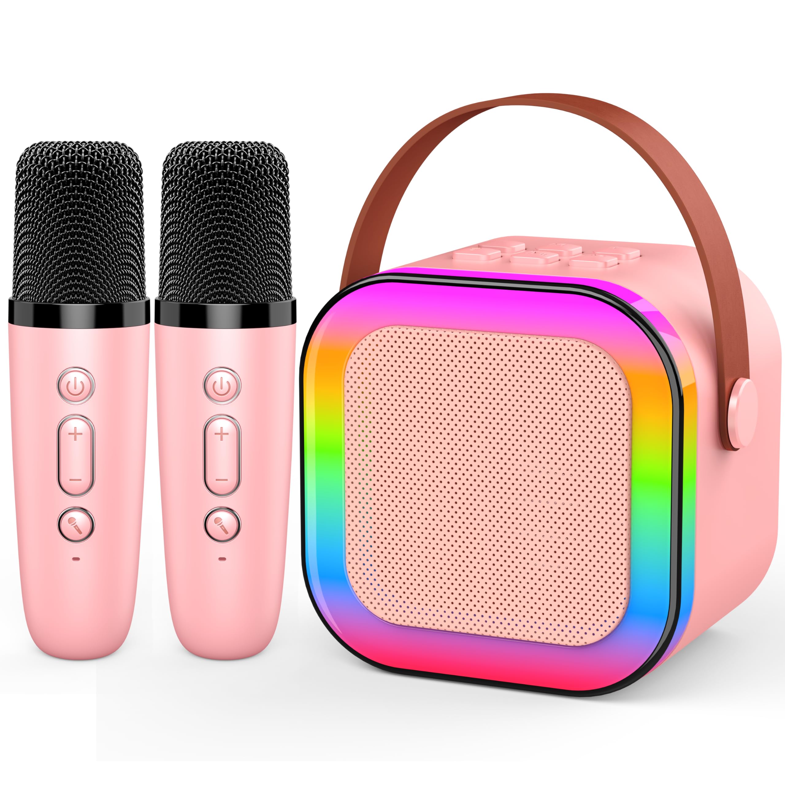 Dislocati Karaoke Maschine mit 2 Mikrofon Kinder Bluetooth, Geschenk Spielzeug Mädchen 3-12 Jahre, Tragbarer Karaoke Mikrofon Set mit DSP & LED-Lichtern Ideale für Familie, Freunde und Kinder