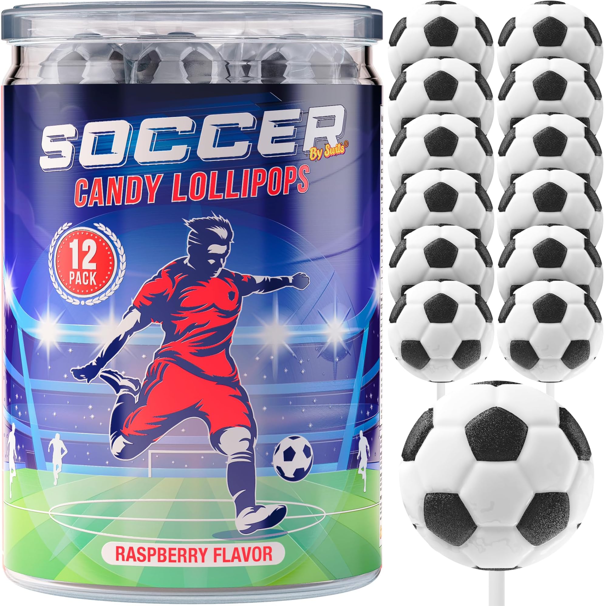 Soccer Lollipops 12pk- Soccer Candy For Soccer Party Supplies - Soccer Ball Candy For Soccer Birthday Party Decorations - Soccer Party Favors - Soccer Suckers,Soccer Snacks