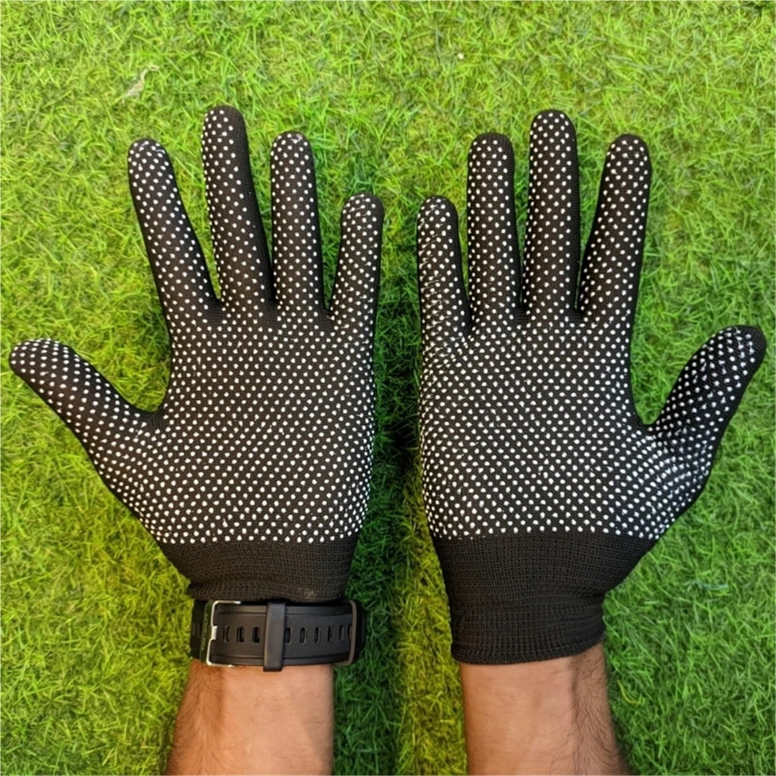 Guanti Da Lavoro Antiscivolo Guanti da lavoro di sicurezza in nylon lavorato a maglia con punti antiscivolo 4/12/24 pezzi for uomo giardinaggio pesca grigliate barbecue(Grey 12Pairs)
