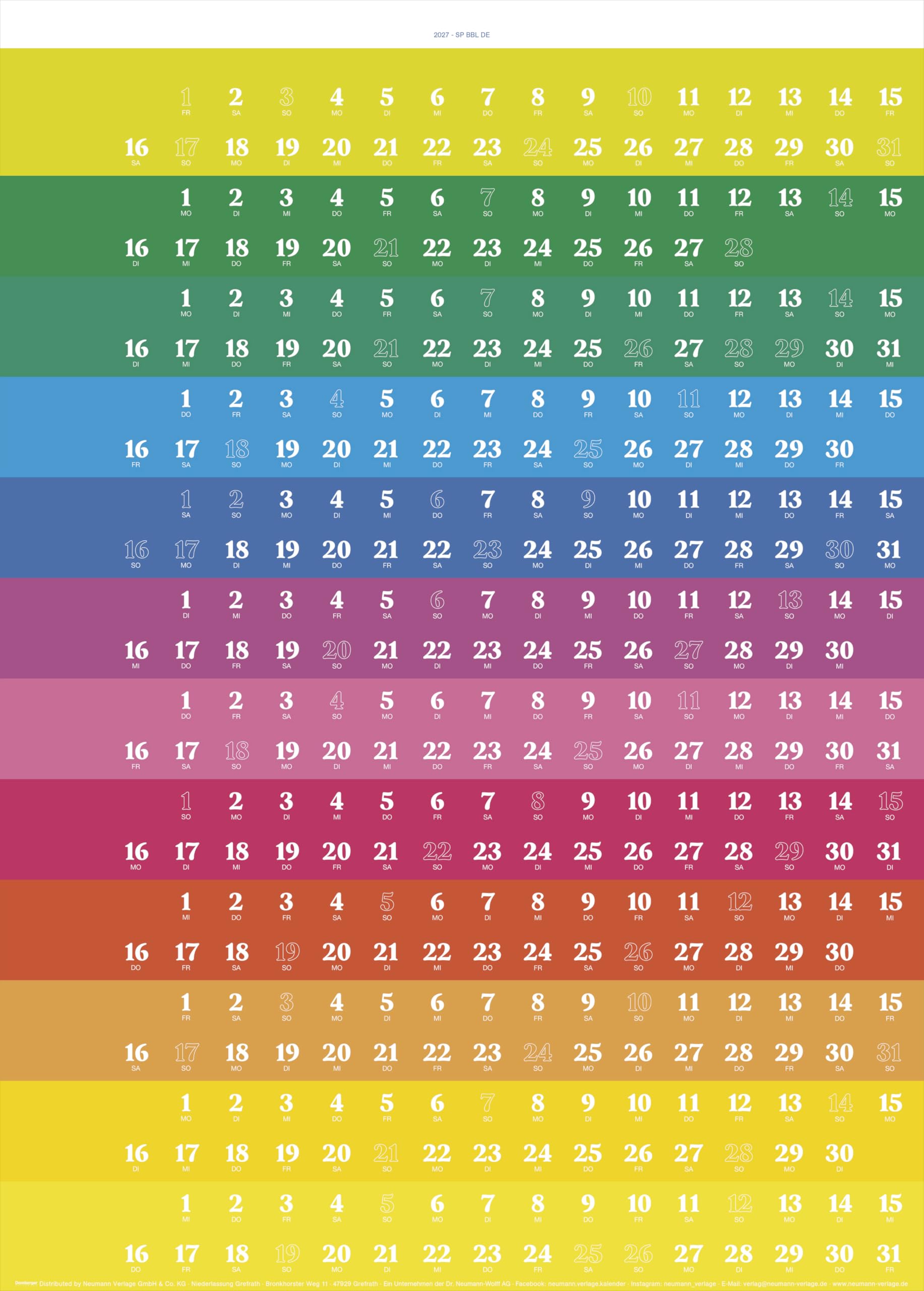 Der Springende Punkt schwarz 2027: Design-Wandkalender 58x81 cm von Michael Domberger mit 365 gestanzten Punkten und Farbwechsel