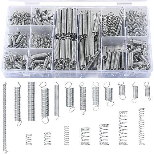 210 Pcs Spring Assortment Kit, Compression and Extension Springs, Zinc Plated Steel Wire Springs Repair Set for Home Repairs Tool, 20 Kinds Sizes