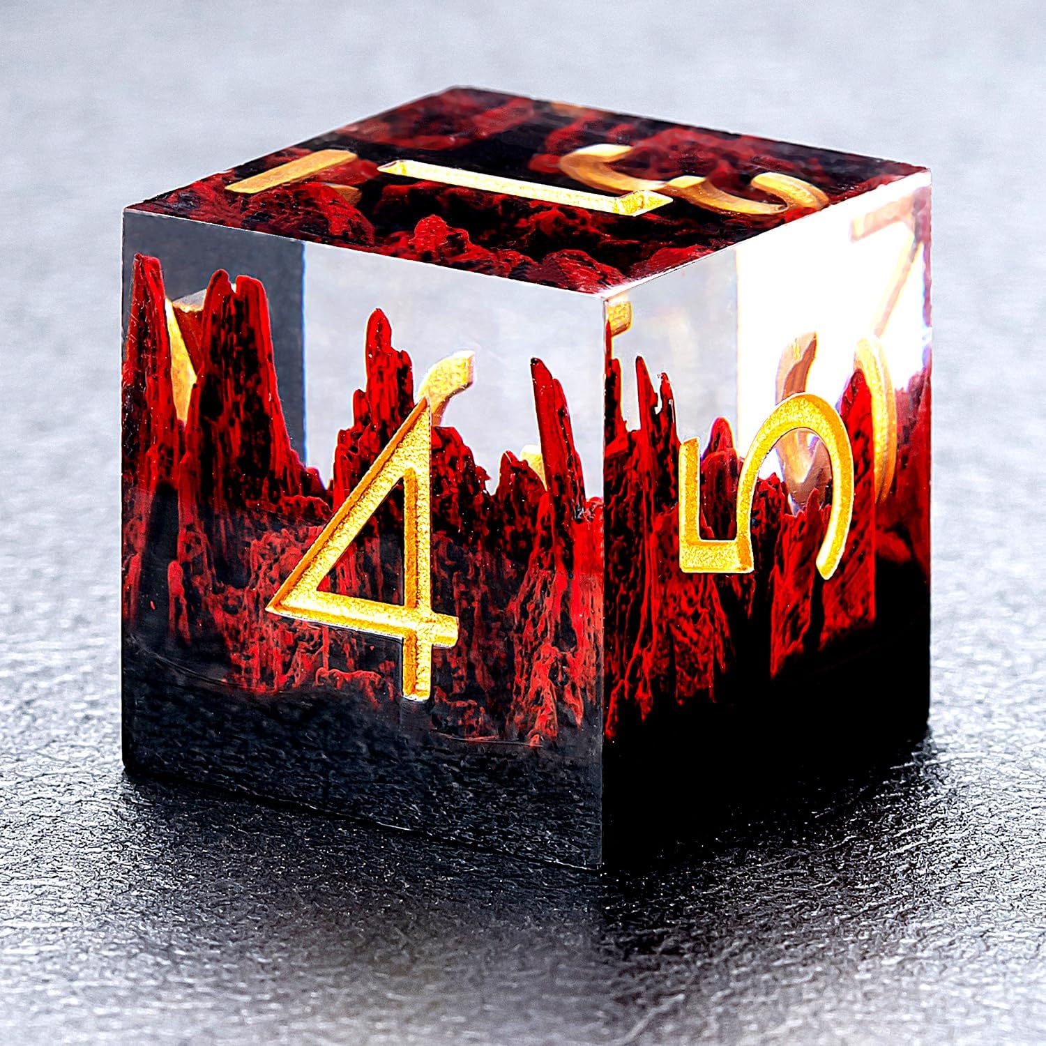 DND Sharp Edge Dice RPG Dice, 7 Piece RPG Polyhedral Dice Set, DND Dice Set for Dungeons and Dragons Role Playing Games Red Mountain for 15 Years and Up