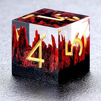 DND Sharp Edge Dice RPG Dice, 7 Piece RPG Polyhedral Dice Set, DND Dice Set for Dungeons and Dragons Role Playing Games Red Mountain for 15 Years and Up