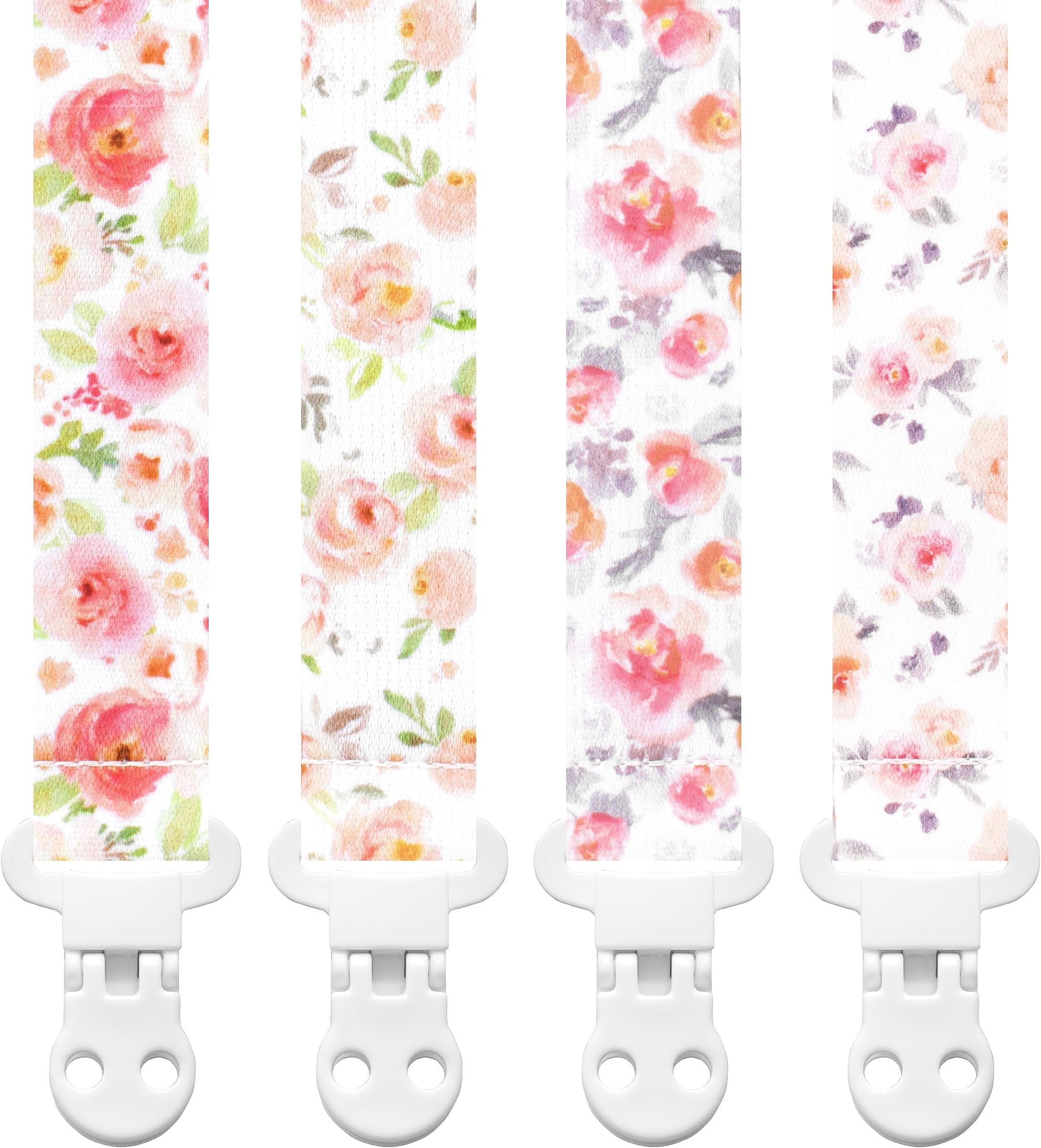 Stadela Baby Pacifier Clip Leash Soothie Holder Unisex for Girl or Boy 4 Pack Gift Set Universal Fit (Pink, Coral, Green, Gray, Blush)