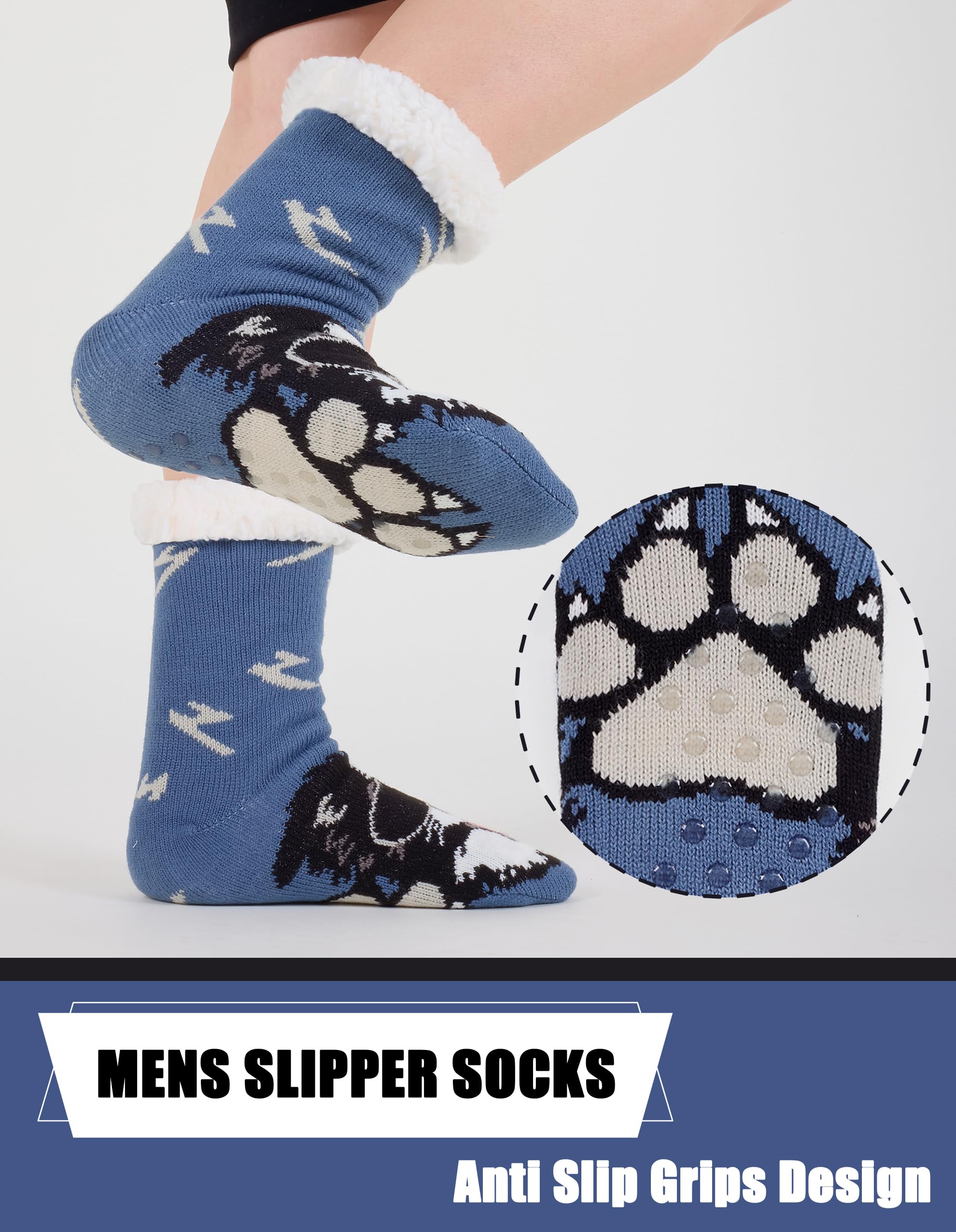 Calcetines Hombre Navidad Térmicos Antideslizantes Gordos Calentitos Invierno Pantuflas Andar por Casa Caja de regalo