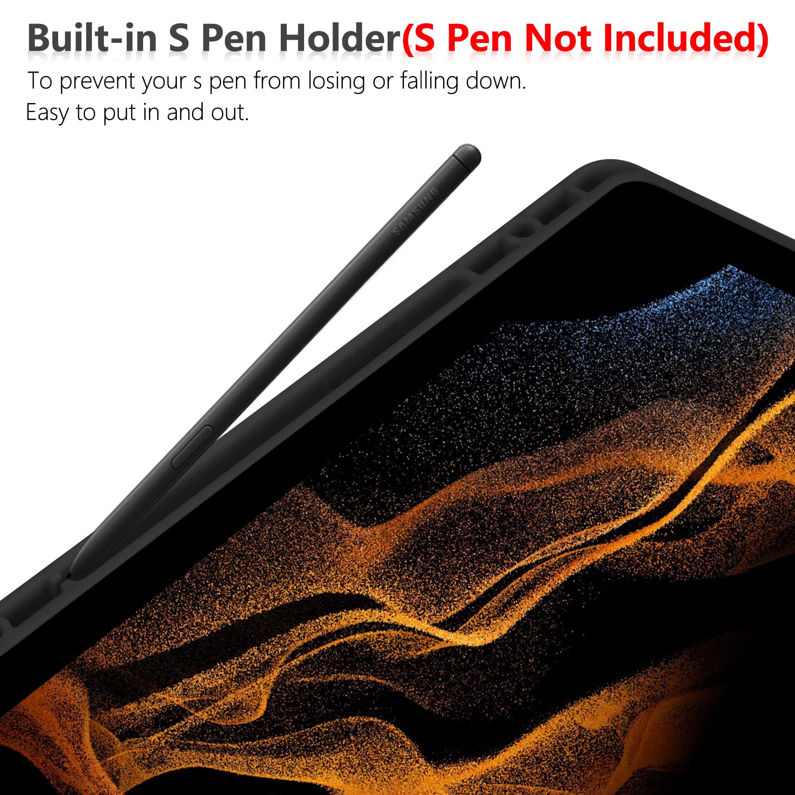Custodia Compatibile con Samsung Galaxy Tab S7 Fe/S8+ Plus,Con S Pen Holder Cover per 12.4" Galaxy Tab S8+ 2022/S7 FE 2021/Tab S7 Plus 2020, con Portapenne Più Angoli di Visuale (Nero)