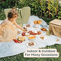 Vista 9 de Nook Theory 4 Pack Reusable Bamboo Plates - Non-Toxic Toddler and Kids Plate, Dishwasher Safe, Not Microwavable Dinnerware (Celebration 8")